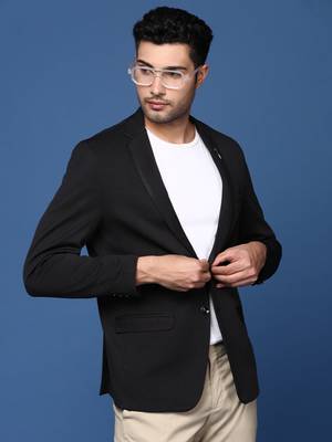 men's black slim fit single breasted blazer 2