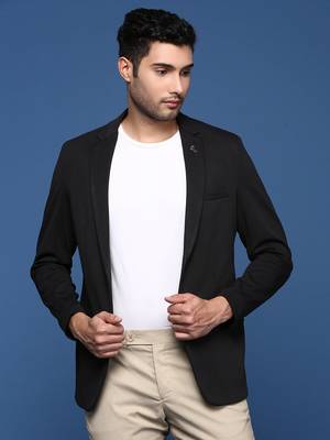 men's black slim fit single breasted blazer 3