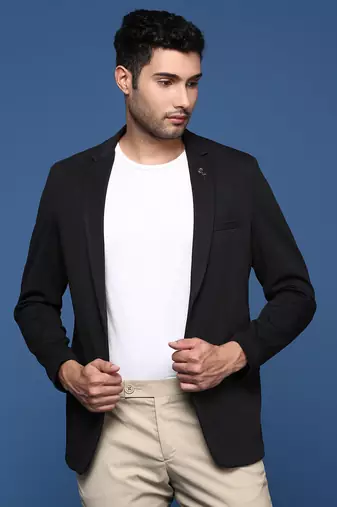 men's black slim fit single breasted blazer