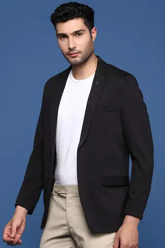 men's black slim fit single breasted blazer