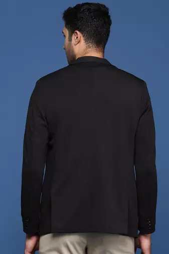 men's black slim fit single breasted blazer