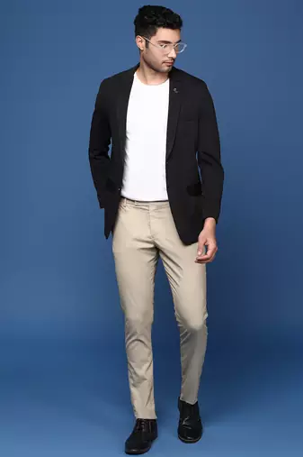 men's black slim fit single breasted blazer