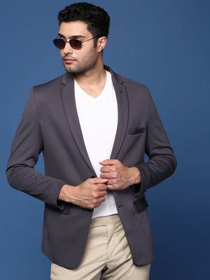 men's charcoal slim fit single breasted blazer 2