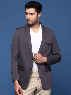 men's charcoal slim fit single breasted blazer 3