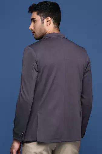 men's charcoal slim fit single breasted blazer