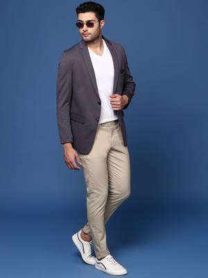 men's charcoal slim fit single breasted blazer 6