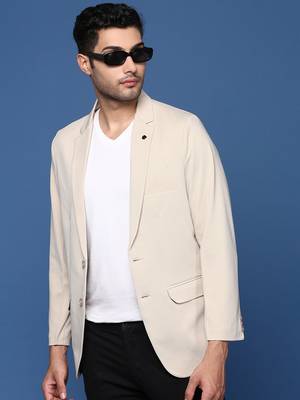 men's cream slim fit single breasted blazer 2
