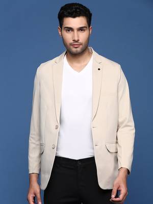 men's cream slim fit single breasted blazer 3