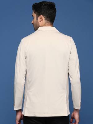 men's cream slim fit single breasted blazer 5