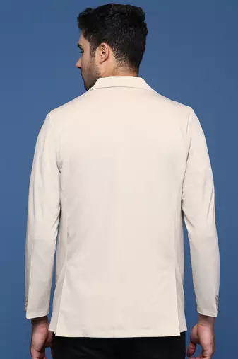 men's cream slim fit single breasted blazer