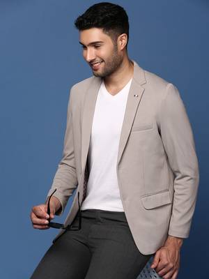 men's grey slim fit single breasted blazer 1