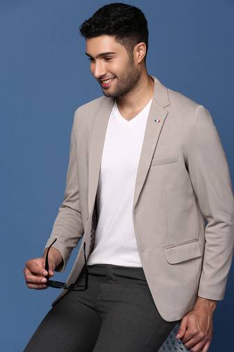 men's grey slim fit single breasted blazer