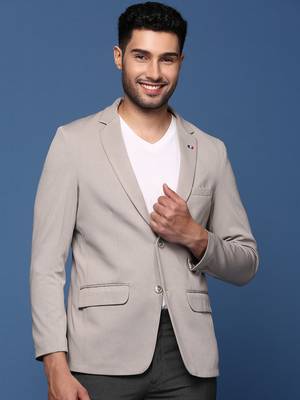 men's grey slim fit single breasted blazer 2