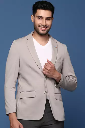 men's grey slim fit single breasted blazer