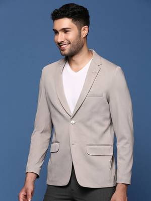 men's grey slim fit single breasted blazer 3