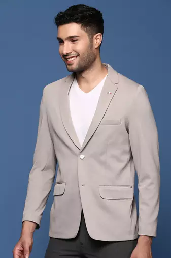men's grey slim fit single breasted blazer