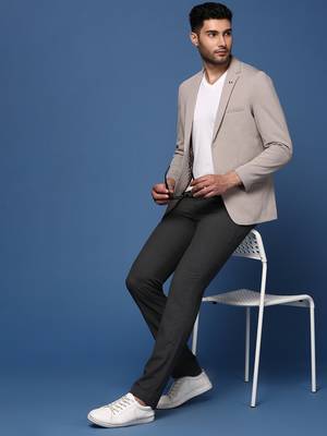 men's grey slim fit single breasted blazer 5