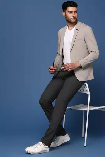 men's grey slim fit single breasted blazer