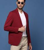 Showoff men's maroon slim fit single breasted blazer