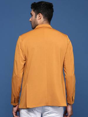 men's mustard slim fit single breasted blazer 4