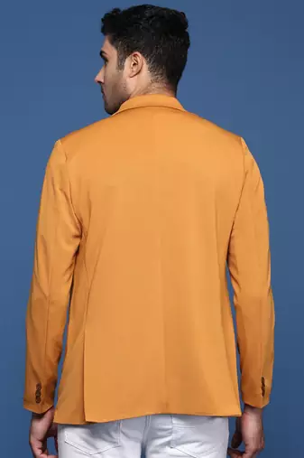 men's mustard slim fit single breasted blazer