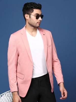 men's pink slim fit single breasted blazer 1