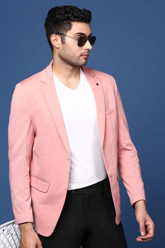 men's pink slim fit single breasted blazer