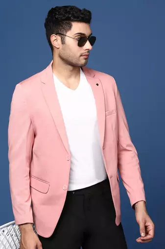men's pink slim fit single breasted blazer