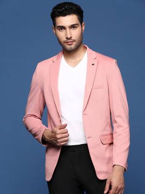 men's pink slim fit single breasted blazer 2