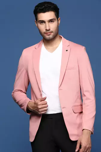 men's pink slim fit single breasted blazer