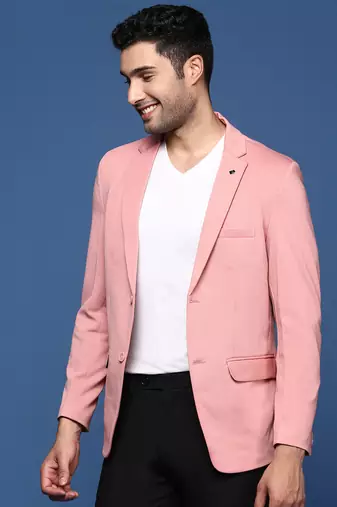 men's pink slim fit single breasted blazer