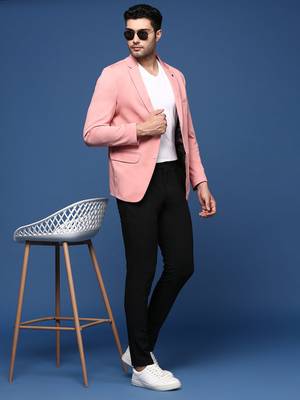 men's pink slim fit single breasted blazer 5