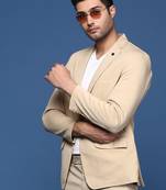 men's beige slim fit single breasted blazer