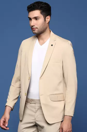men's beige slim fit single breasted blazer
