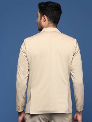 men's beige slim fit single breasted blazer 4