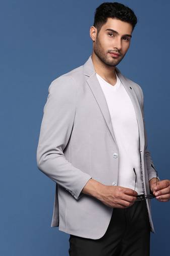 men's grey slim fit single breasted blazer