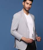 men's grey slim fit single breasted blazer