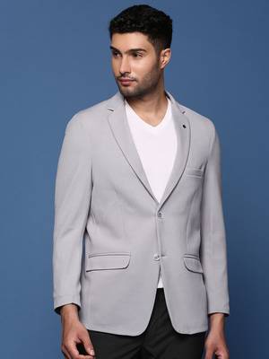 men's grey slim fit single breasted blazer 2