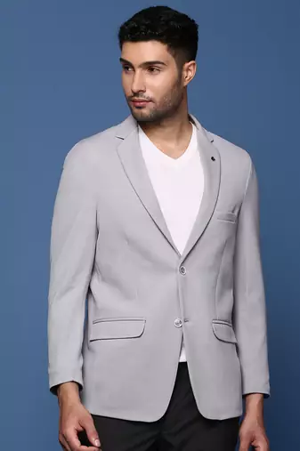 men's grey slim fit single breasted blazer