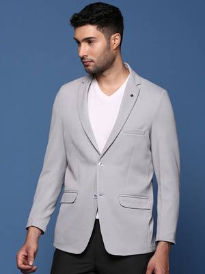 men's grey slim fit single breasted blazer 3