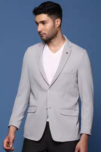 men's grey slim fit single breasted blazer