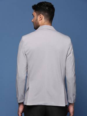 men's grey slim fit single breasted blazer 4