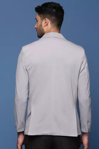 men's grey slim fit single breasted blazer