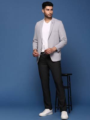 men's grey slim fit single breasted blazer 5