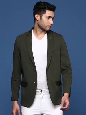 men's green slim fit single breasted blazer 2