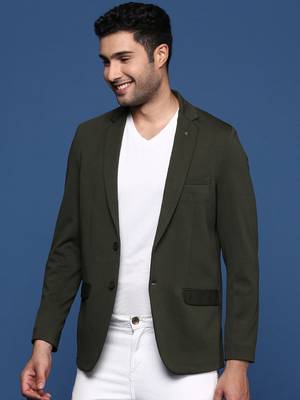 men's green slim fit single breasted blazer 3