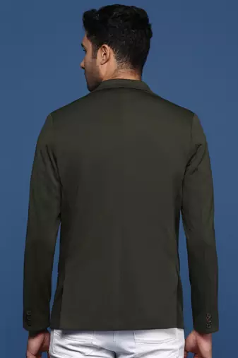 men's green slim fit single breasted blazer