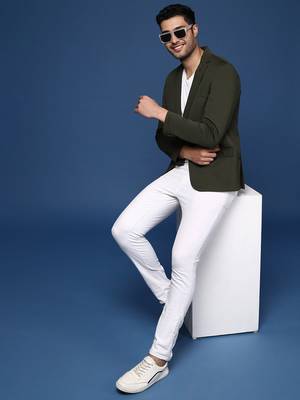 men's green slim fit single breasted blazer 5