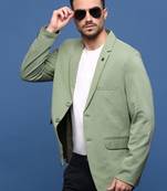 men's green slim fit single-breasted blazer