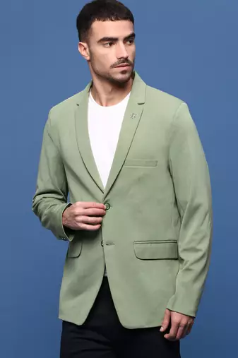 men's green slim fit single-breasted blazer